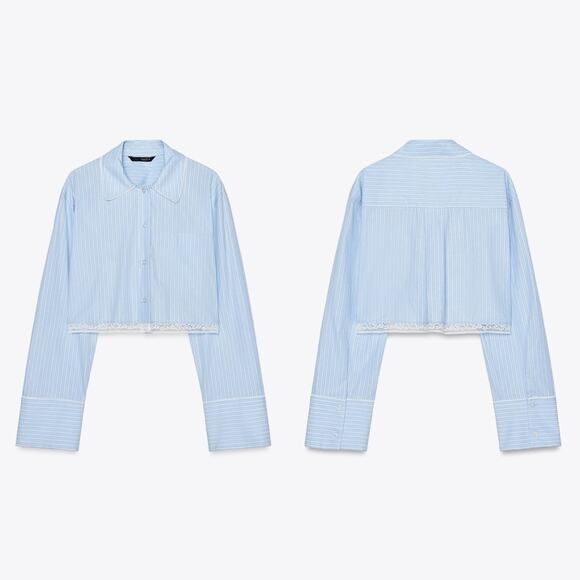 Zara Tops - Zara Lace Trim Crop Top And Shirt